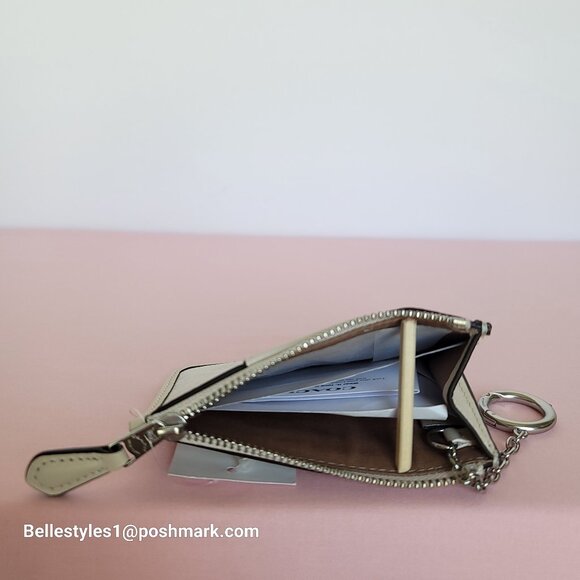 COACH Mini Skinny ID Card Case in Signature Canvas & Leather -White/Chalk color⭐ - Picture 12 of 16